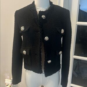 Mango Black Blazer with Silver Buttons